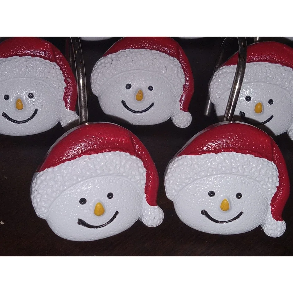 Set Of 12 Snowman Christmas Holiday Bathroom‎ Shower Curtain Hooks